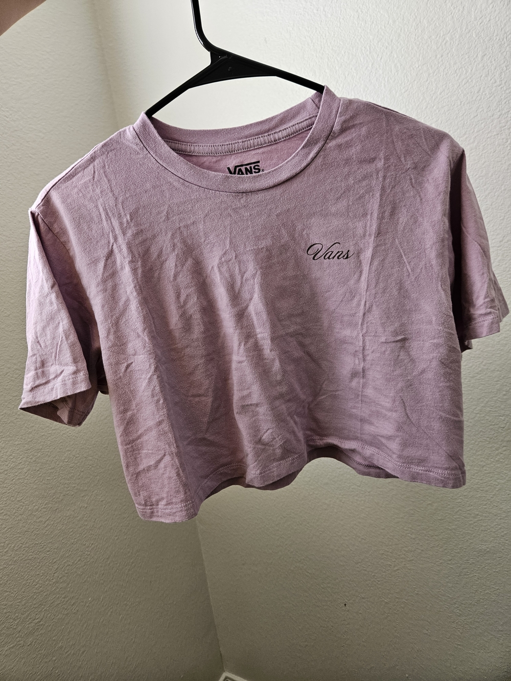Vans Lavender Cropped Tee with Script Logo